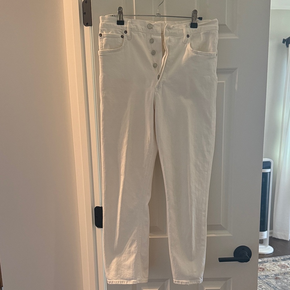 Agolde White Cropped Ankle Jeans